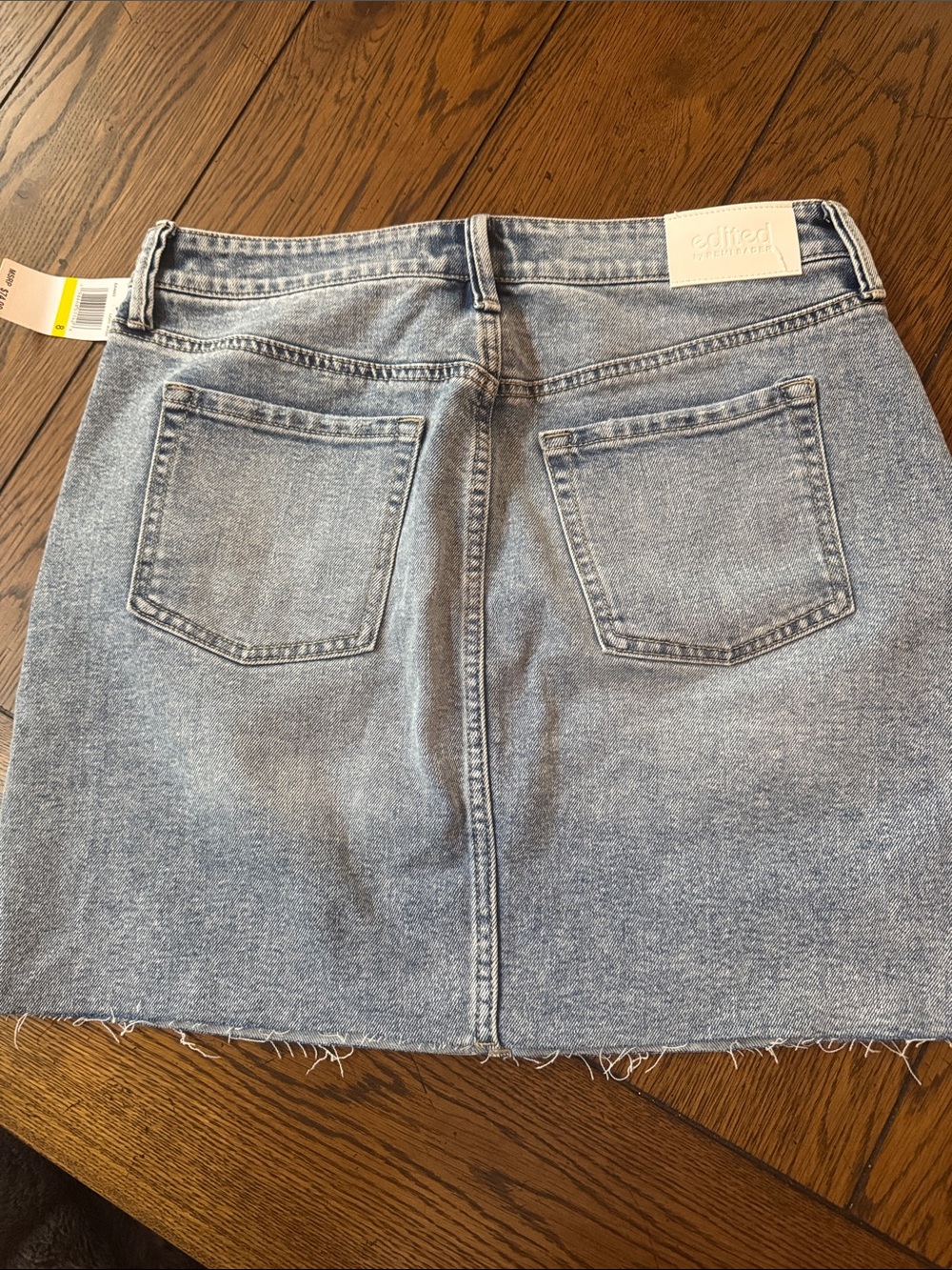Edikted Light Blue Denim Mini Skirt with Front Patch Pockets, 8, New - Picture 5 of 6